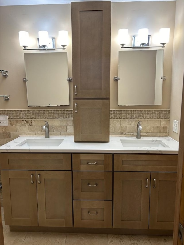 101 Croftwood Ct, Rolling Meadows, IL 60008 - full bathroom featuring double vanity and backsplash