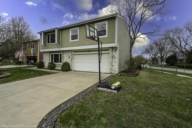 101 Croftwood Ct, Rolling Meadows, IL 60008 - view of property exterior with an attached garage, concrete driveway, and a lawn