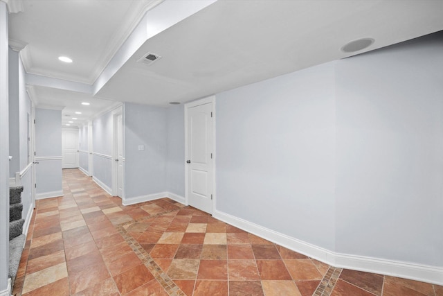 1363 E 64th St Unit 1, Chicago, IL 60637 - spare room with ornamental molding, recessed lighting, and inlaid floor details