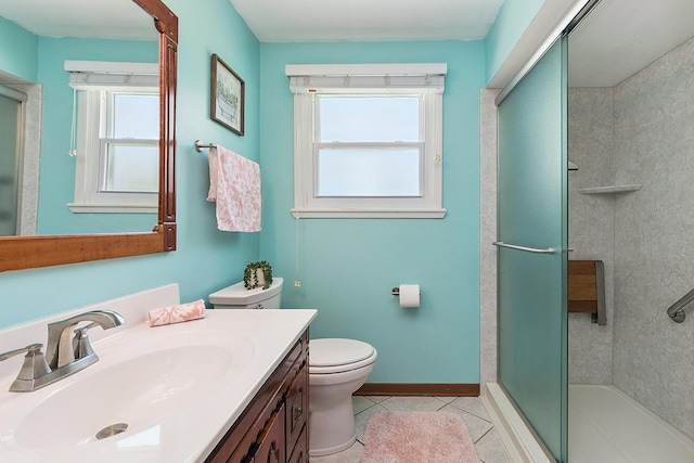 5754 150th St, Oak Forest, IL 60452 - bathroom featuring a shower stall, vanity, and tile patterned flooring