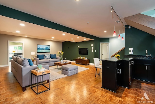 113 Oak Ridge Dr E, Burr Ridge, IL 60527 - living area featuring recessed lighting and bar with sink