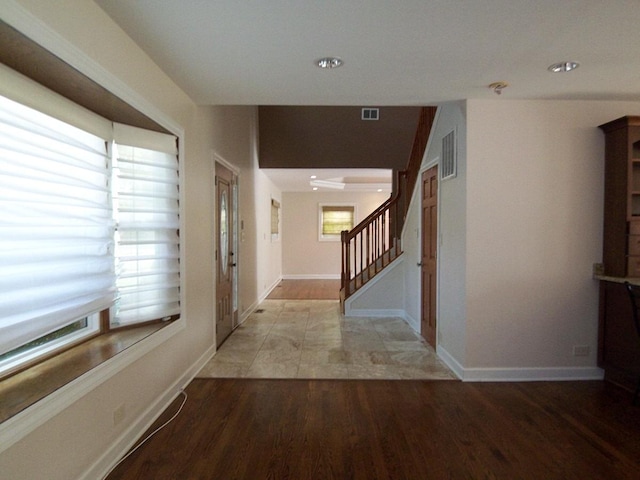 623 Willow Ln, Elk Grove Village, IL 60007 - hallway featuring stairway, light wood-style floors, and recessed lighting