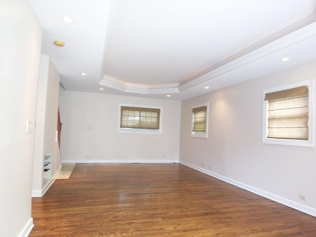 623 Willow Ln, Elk Grove Village, IL 60007 - unfurnished room featuring a tray ceiling, wood finished floors, recessed lighting, and ornamental molding