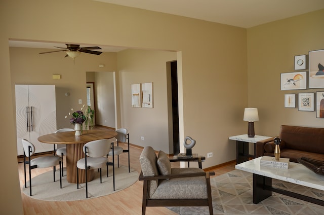 12005 4th St, Huntley, IL 60142 - living room featuring light wood-type flooring and a ceiling fan