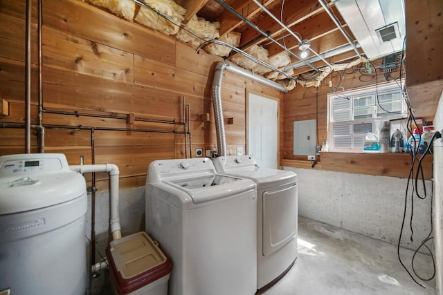 4513 W Jonquil Ln, Monee, IL 60449 - washroom with washer and clothes dryer, wood walls, and electric panel