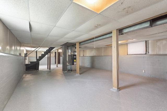 7933 S Burnham Ave, Chicago, IL 60617 - finished below grade area with stairs and a paneled ceiling