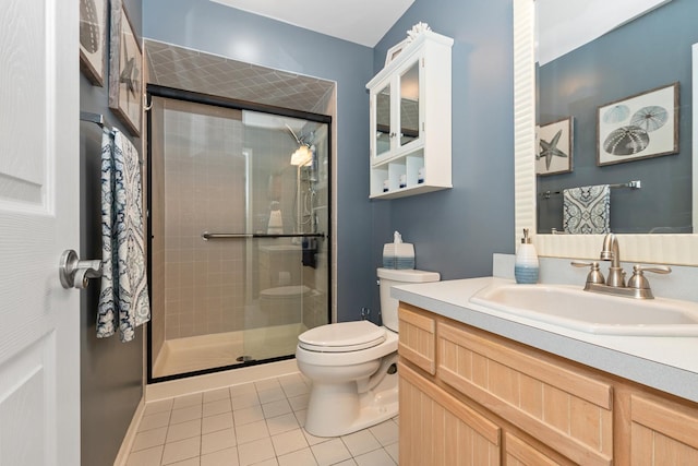 833 Winter Park Dr Unit 833, New Lenox, IL 60451 - bathroom with tile patterned floors, a stall shower, and vanity