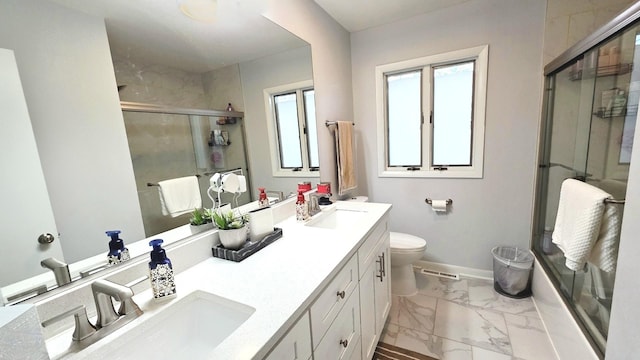 517 Appletree Ln, Deerfield, IL 60015 - full bathroom featuring double vanity and marble look tile flooring