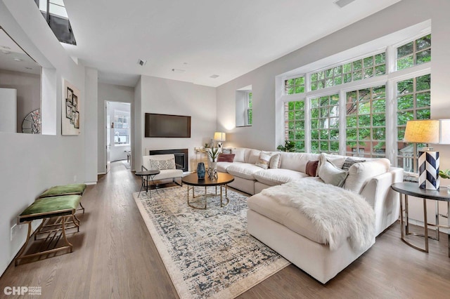 1401 N Astor St, Chicago, IL 60610 - living room with wood finished floors and a glass covered fireplace