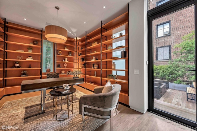 1401 N Astor St, Chicago, IL 60610 - office featuring wood finished floors, built in features, and recessed lighting