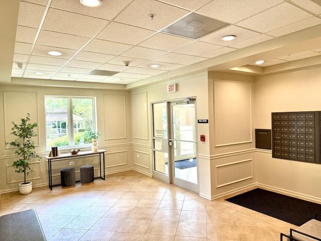 370 S Western Ave Unit 408, Des Plaines, IL 60016 - lobby with a decorative wall, a drop ceiling, and recessed lighting