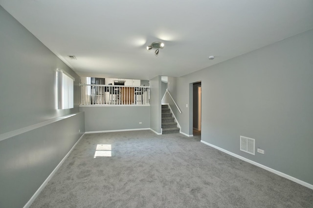 3108 141st St, Blue Island, IL 60406 - unfurnished living room featuring stairway and carpet flooring