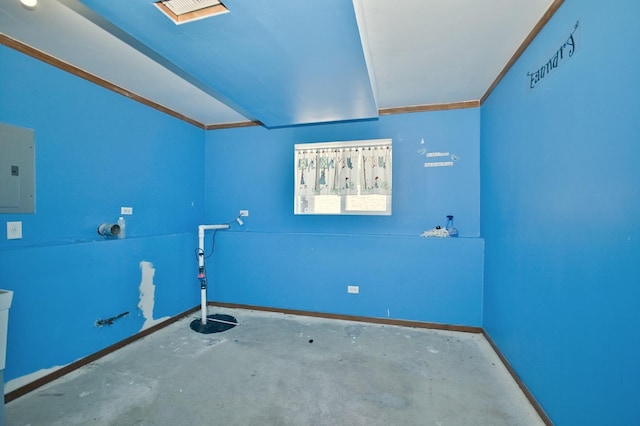 3108 141st St, Blue Island, IL 60406 - empty room with electric panel and concrete flooring