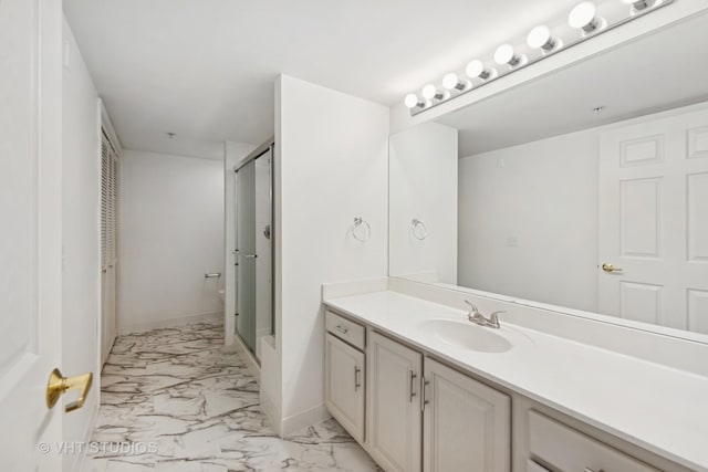 1 N Beacon Pl Unit 502, La Grange, IL 60525 - full bath with marble finish flooring, vanity, and a shower stall
