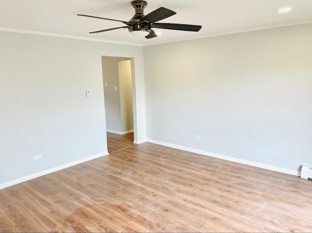10425 S Hale Ave Unit 3A, Chicago, IL 60643 - spare room featuring crown molding, ceiling fan, and light wood-style flooring