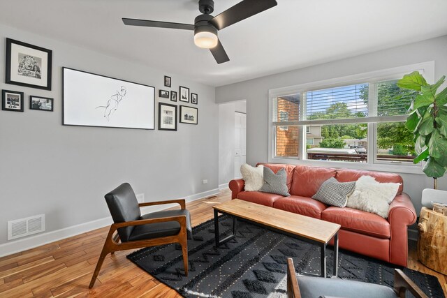 592 E 13th St, Lockport, IL 60441 - living room with wood finished floors and ceiling fan