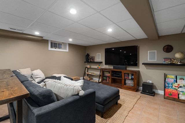 592 E 13th St, Lockport, IL 60441 - tiled living area featuring recessed lighting and baseboards