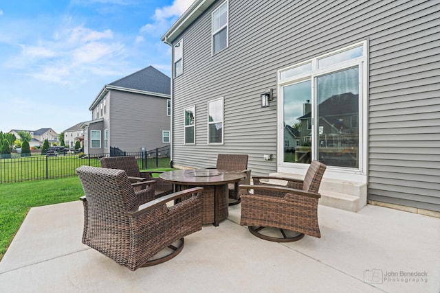 1402 Souders Ave, Elburn, IL 60119 - view of patio featuring entry steps, outdoor dining area, and a residential view