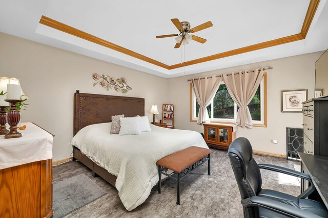 16813 Cardinal Dr, Orland Park, IL 60467 - bedroom with a tray ceiling, ornamental molding, and ceiling fan
