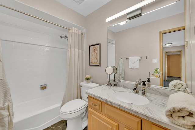 16813 Cardinal Dr, Orland Park, IL 60467 - full bathroom with vanity, shower / tub combo with curtain, and tile patterned floors