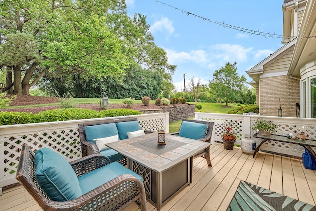16813 Cardinal Dr, Orland Park, IL 60467 - wooden terrace with outdoor dining space and view of scattered trees