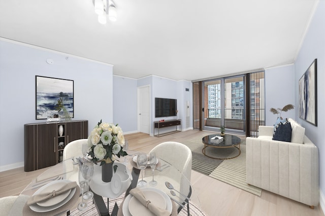 420 E Waterside Dr Unit 407, Chicago, IL 60601 - living room featuring light wood-style floors and crown molding