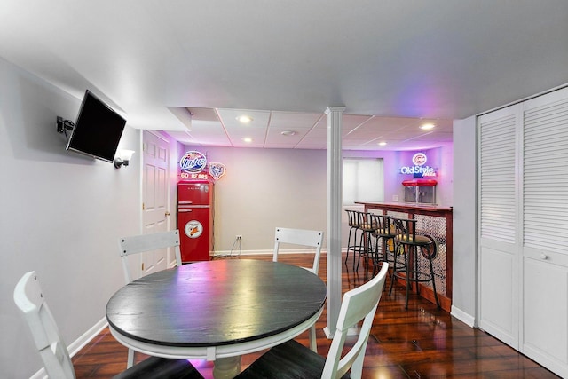 1239 Angeline Dr, South Elgin, IL 60177 - dining area featuring a bar, wood finished floors, and recessed lighting