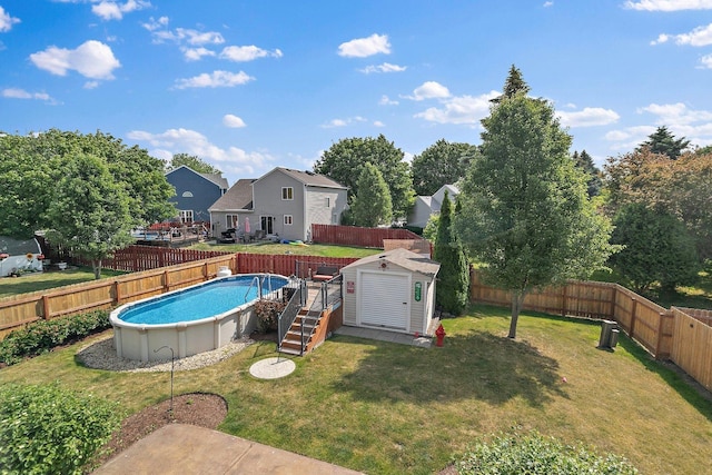 1239 Angeline Dr, South Elgin, IL 60177 - view of pool with a shed and a fenced backyard