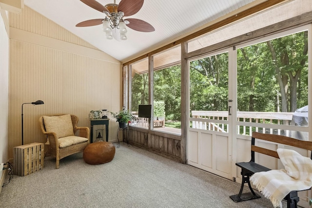45W984 Mcdonald Rd, Hampshire, IL 60140 - sunroom / solarium featuring vaulted ceiling and ceiling fan