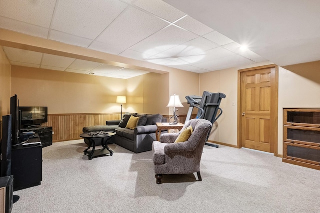 45W984 Mcdonald Rd, Hampshire, IL 60140 - carpeted living room featuring a drop ceiling and wainscoting