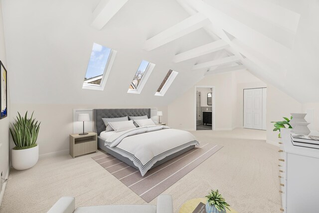 5632 S Natoma Ave, Chicago, IL 60638 - bedroom with light colored carpet, a skylight, and ensuite bath