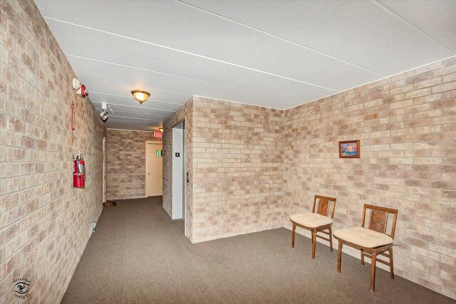 4950 134th Ct Unit 510, Crestwood, IL 60418 - hallway with brick wall and carpet floors