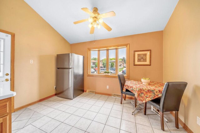 12236 S Hamlin Ave, Alsip, IL 60803 - dining space with a ceiling fan and vaulted ceiling