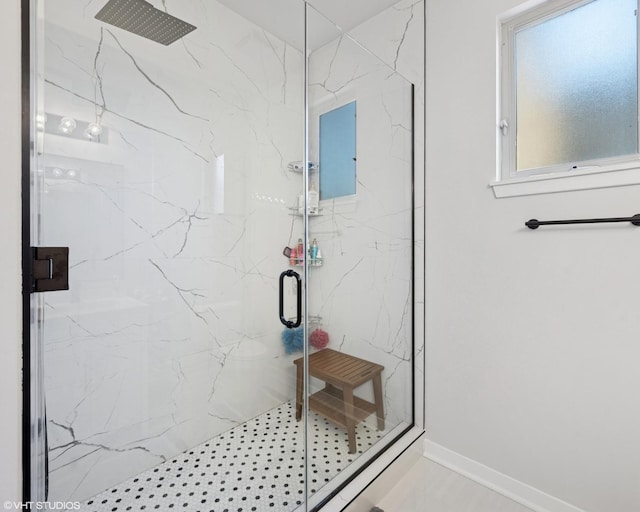 2321 S Wabash Ave Unit 12, Chicago, IL 60616 - bathroom with a marble finish shower and baseboards