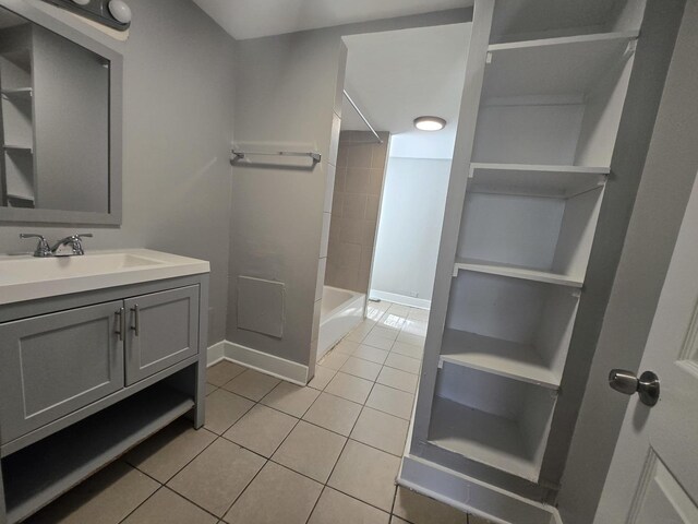 6646 S Wabash Ave, Chicago, IL 60637 - full bath with tile patterned floors, vanity, and tub / shower combination