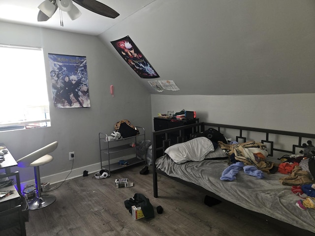 6646 S Wabash Ave, Chicago, IL 60637 - bedroom with wood finished floors, lofted ceiling, and a ceiling fan