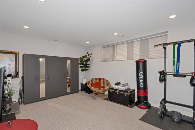609 E 48th St, Chicago, IL 60615 - exercise area featuring light colored carpet and recessed lighting