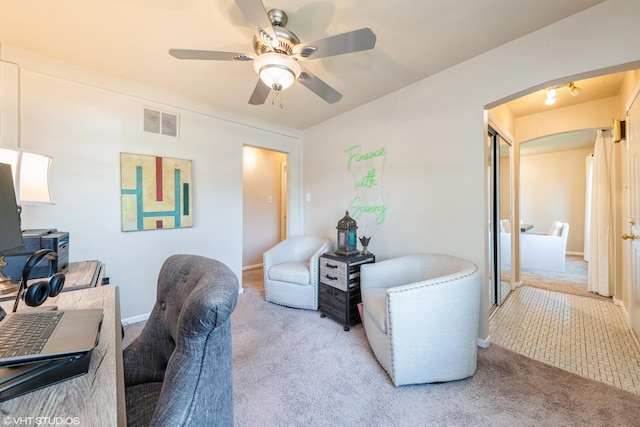 235 S Warrington Rd, Des Plaines, IL 60016 - carpeted office space featuring arched walkways and ceiling fan