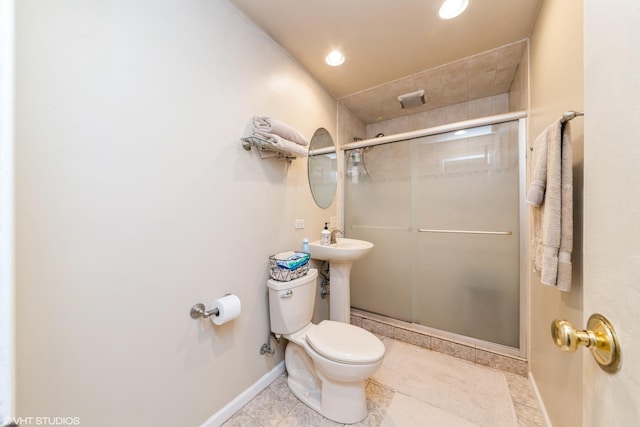 235 S Warrington Rd, Des Plaines, IL 60016 - full bathroom featuring a stall shower, tile patterned flooring, and recessed lighting