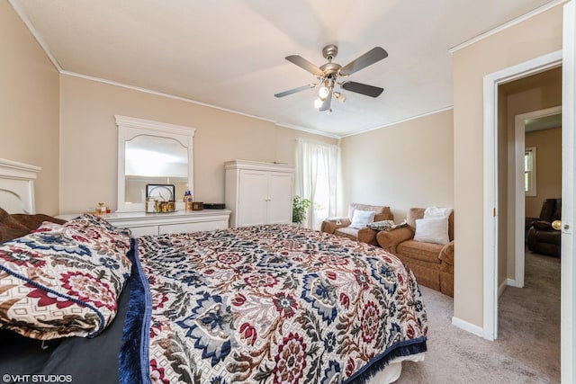 235 S Warrington Rd, Des Plaines, IL 60016 - bedroom with carpet floors, crown molding, and ceiling fan