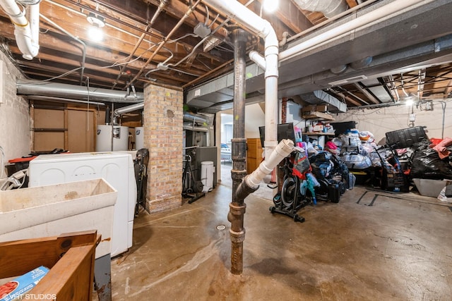 235 S Warrington Rd, Des Plaines, IL 60016 - unfinished basement featuring washer / dryer and water heater