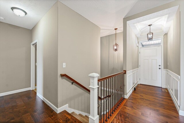 201 Cattail Ave, Savoy, IL 61874 - hall featuring an upstairs landing and hardwood / wood-style flooring