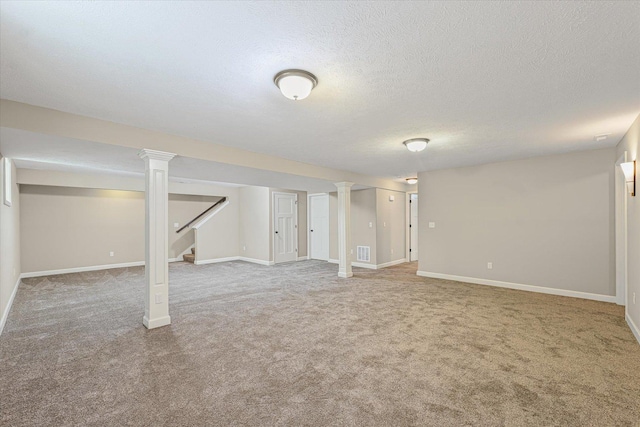 201 Cattail Ave, Savoy, IL 61874 - finished below grade area with carpet flooring, stairs, and a textured ceiling