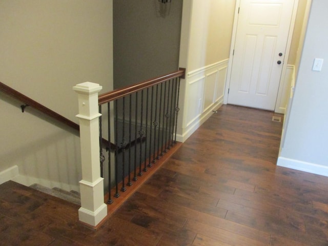 201 Cattail Ave, Savoy, IL 61874 - corridor featuring wood finished floors and an upstairs landing