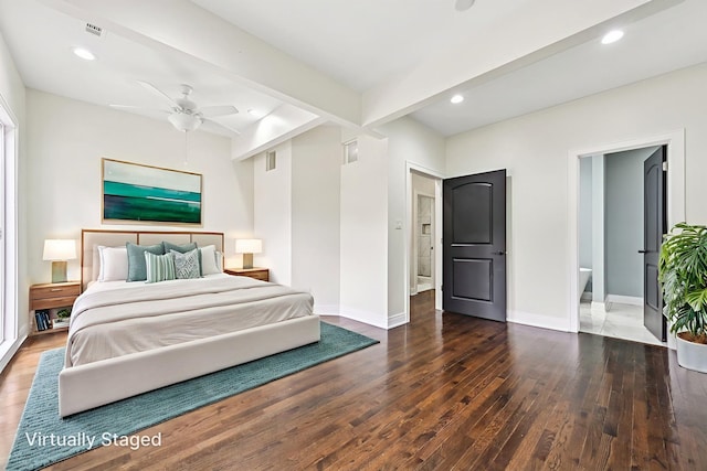 6547 S Langley Ave, Chicago, IL 60637 - bedroom with hardwood / wood-style floors, recessed lighting, and beamed ceiling