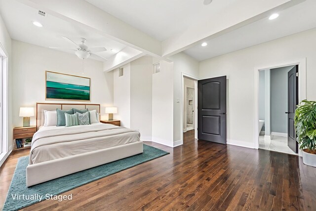 6547 S Langley Ave, Chicago, IL 60637 - unfurnished bedroom with dark wood-type flooring, beam ceiling, and recessed lighting