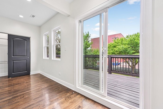 6547 S Langley Ave, Chicago, IL 60637 - doorway featuring dark wood-style floors and recessed lighting