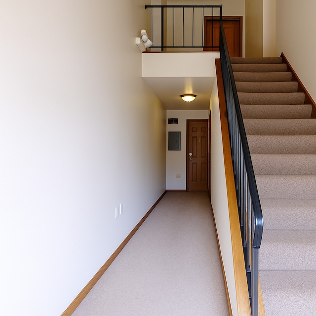 174 Barbara Jean Ln Unit 1, Joliet, IL 60436 - stairway featuring baseboards and carpet flooring