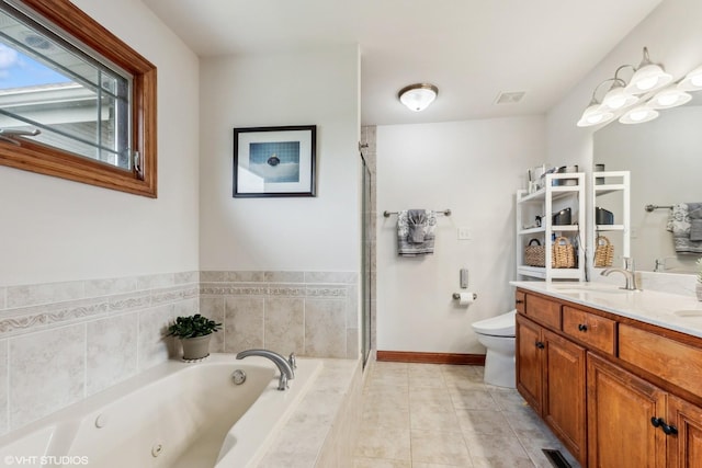 9265 Maura Ct, Frankfort, IL 60423 - full bathroom with double vanity, a tub with jets, tile patterned floors, and a shower