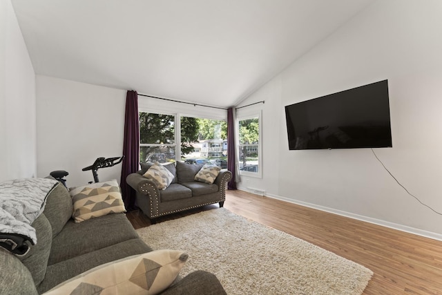 381 N 4th Ave Unit B, Des Plaines, IL 60016 - living area with wood finished floors and vaulted ceiling
